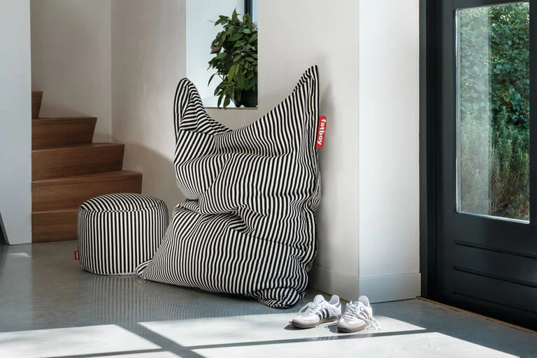 Original Slim Terry Beanbag Chair Black Cream - Image 5